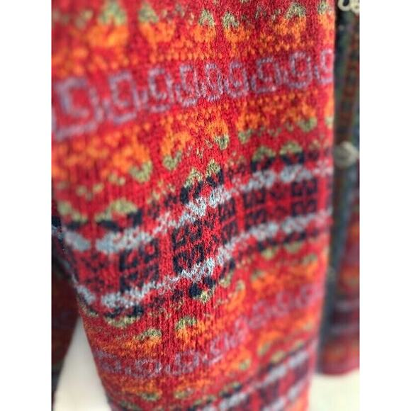 Vintage Carroll Reed Fair Isle Sweater Womens Medium Red 100% Wool Cardigan HK - Picture 5 of 6